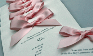 Christening Invitation with Bow